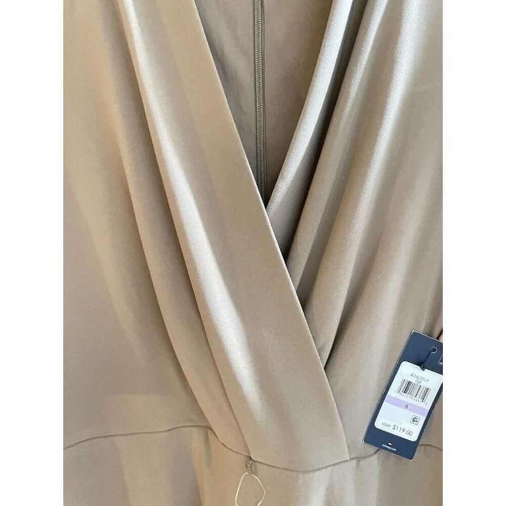 Tommy Hilfiger Maxi Cocktail Dress Khaki Brown 3/4 Sleeve V Neck Size 6 NWT - Picture 5 of 8